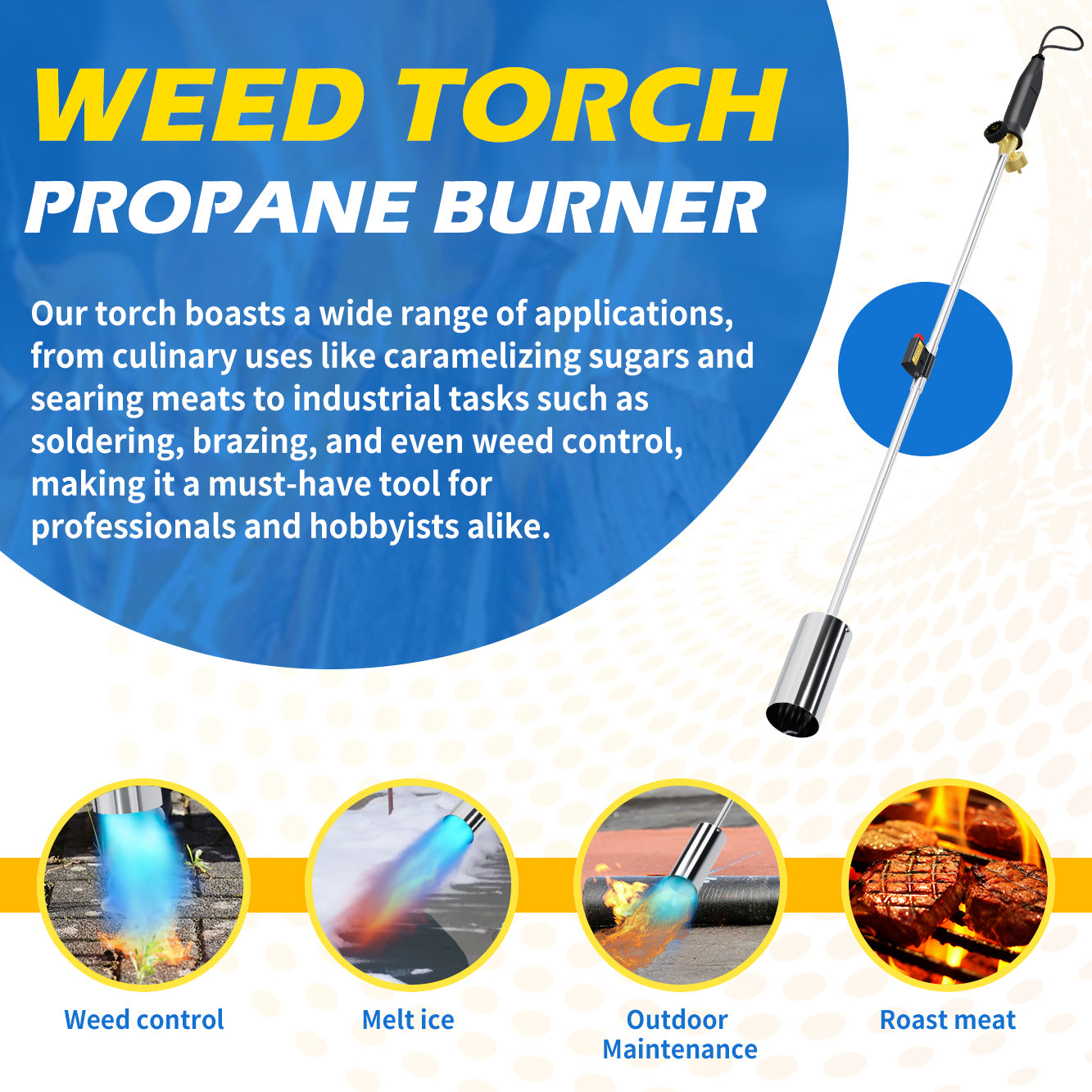 Heavy-Duty Propane Torch Weed Burner – High-Heat Outdoor Tool for Weeding, Ice Melting, Roofing – Great Christmas Gift for Dad & Gardeners
