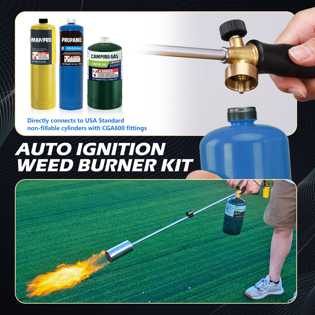 Heavy-Duty Propane Torch Weed Burner – High-Heat Outdoor Tool for Weeding, Ice Melting, Roofing – Great Christmas Gift for Dad & Gardeners