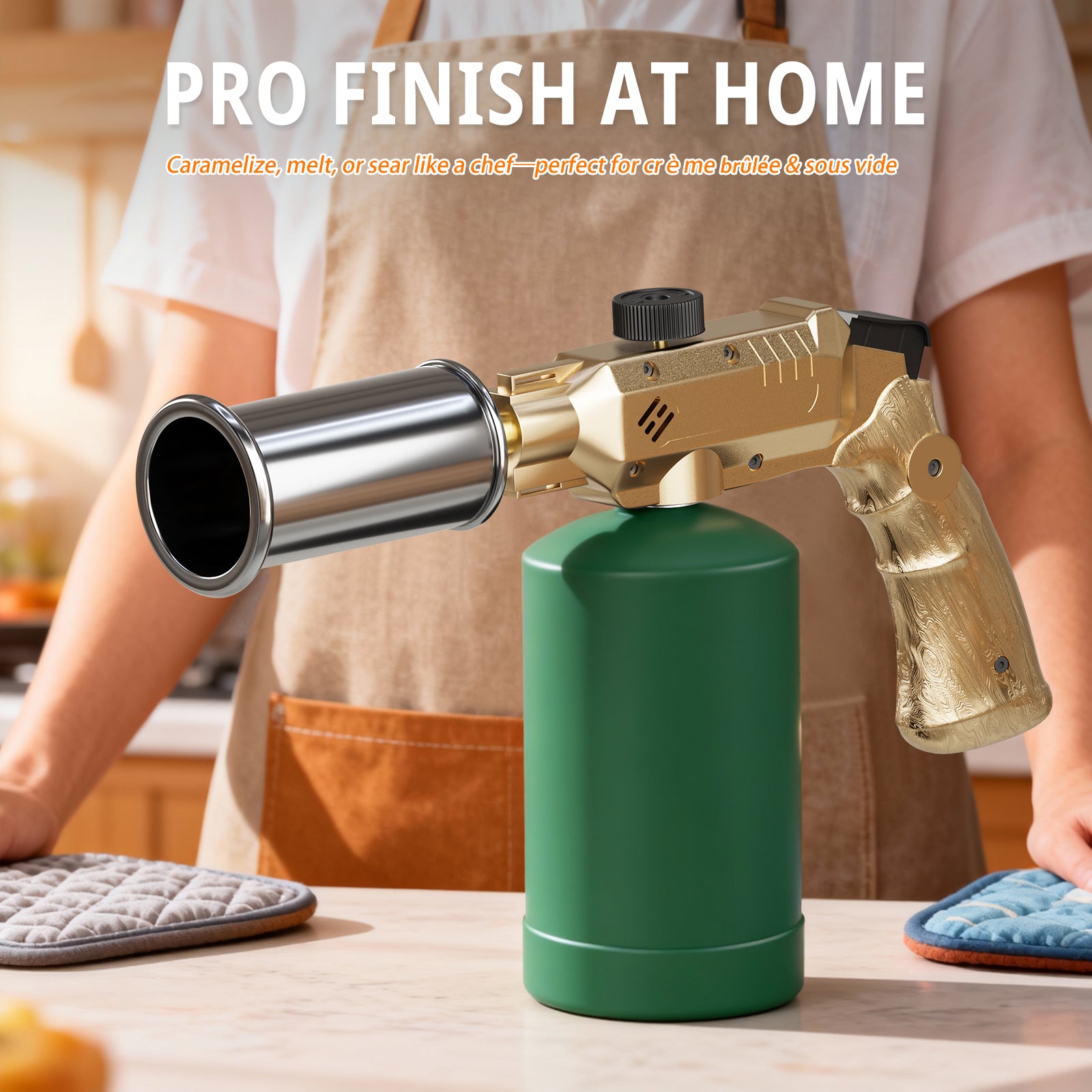 Powerful Propane Cooking Torch Head with Adjustable High-Heat Output, Blow Torch for Cooking, BBQ, Campfire & Kitchen Food Finishing (Gas Tank Not Included)