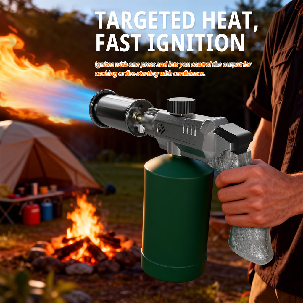 Propane Torch Head for Cooking & BBQ – Adjustable High Heat Culinary Blow Torch, One‑Touch Ignition, Camouflage Design, Fits Standard 14oz Tank – Kitchen & Grill Use