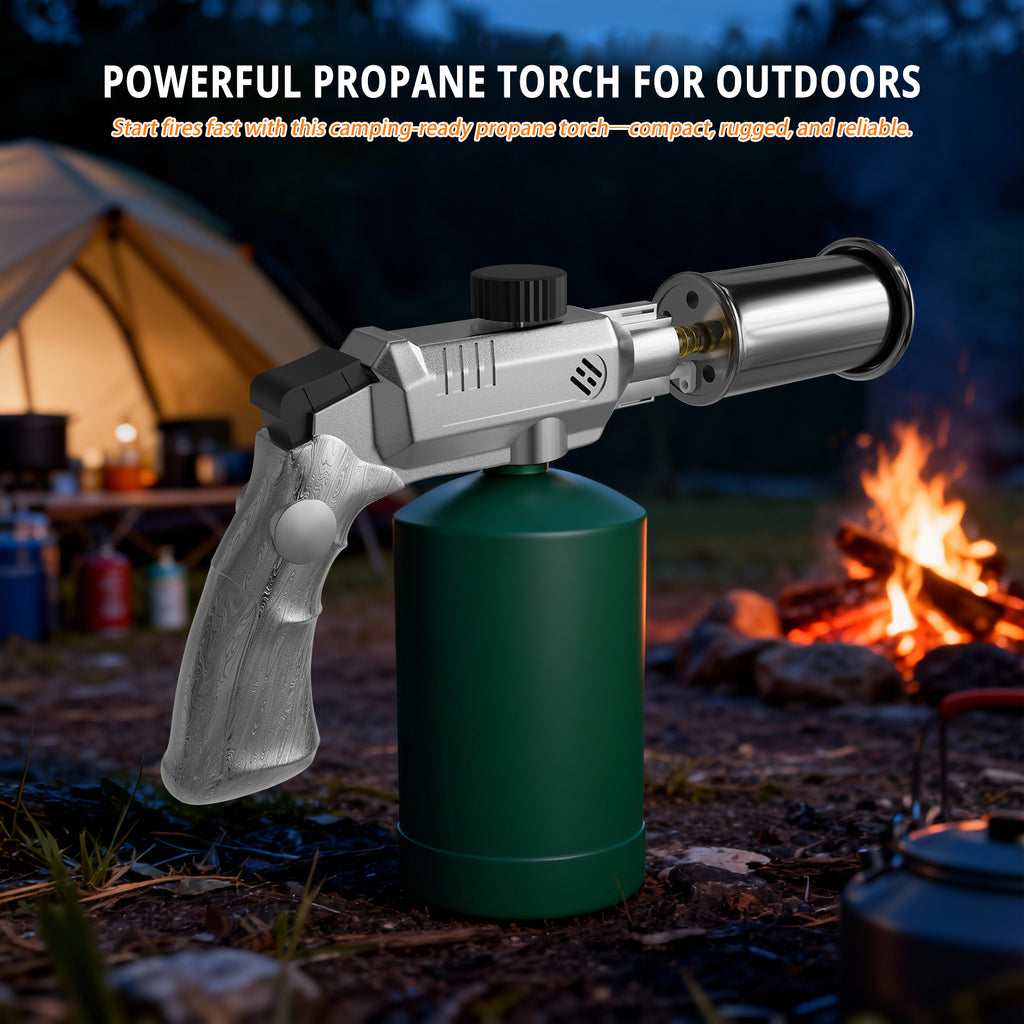 Propane Torch Head for Cooking & BBQ – Adjustable High Heat Culinary Blow Torch, One‑Touch Ignition, Camouflage Design, Fits Standard 14oz Tank – Kitchen & Grill Use
