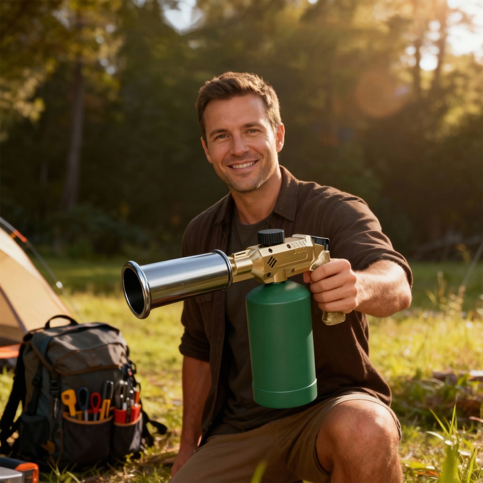 Powerful Propane Cooking Torch Head with Adjustable High-Heat Output, Blow Torch for Cooking, BBQ, Campfire & Kitchen Food Finishing (Gas Tank Not Included)