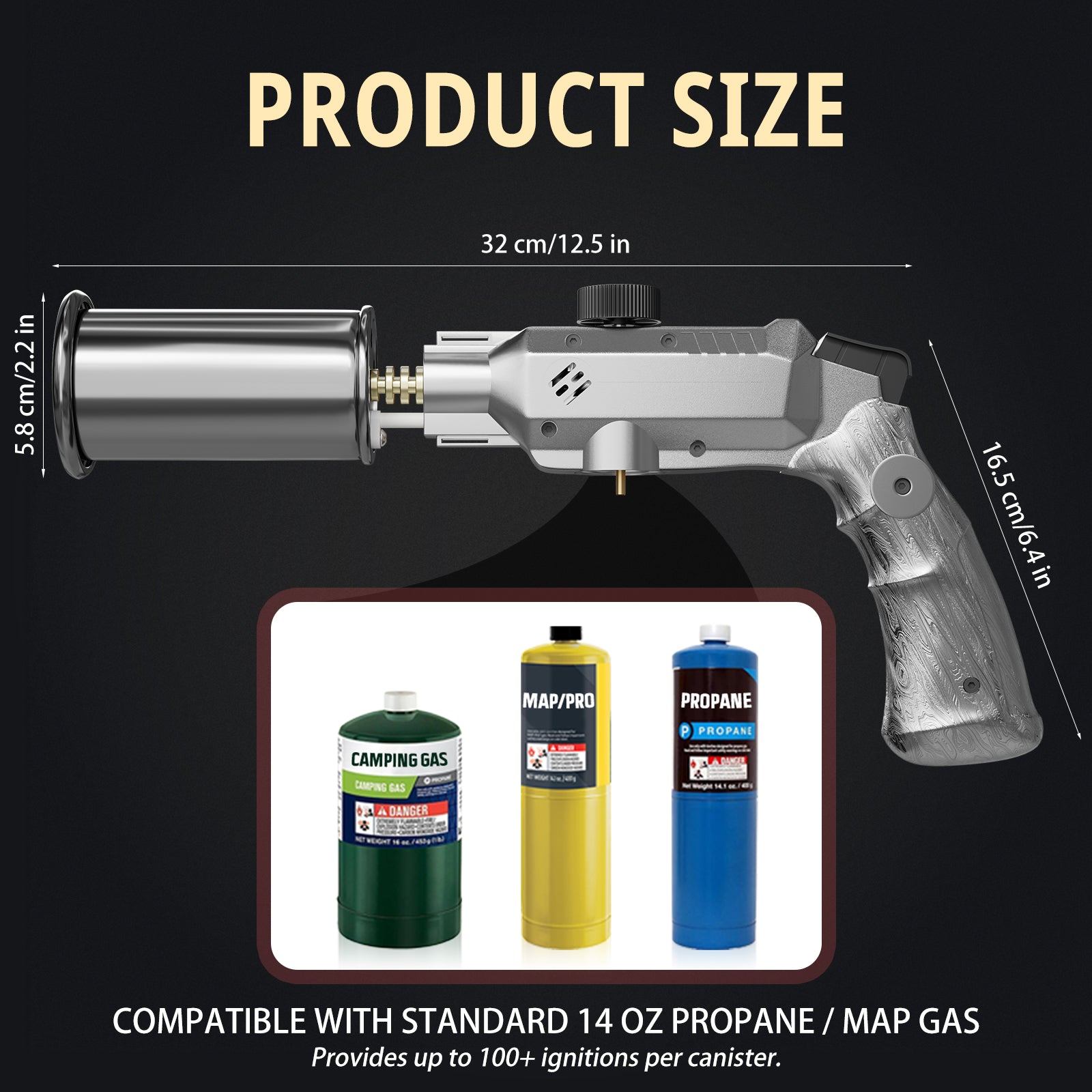 Propane Torch Head for Cooking & BBQ – Adjustable High Heat Culinary Blow Torch, One‑Touch Ignition, Camouflage Design, Fits Standard 14oz Tank – Kitchen & Grill Use