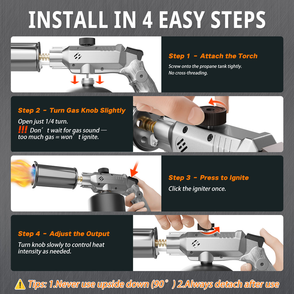 Propane Torch Head for Cooking & BBQ – Adjustable High Heat Culinary Blow Torch, One‑Touch Ignition, Camouflage Design, Fits Standard 14oz Tank – Kitchen & Grill Use
