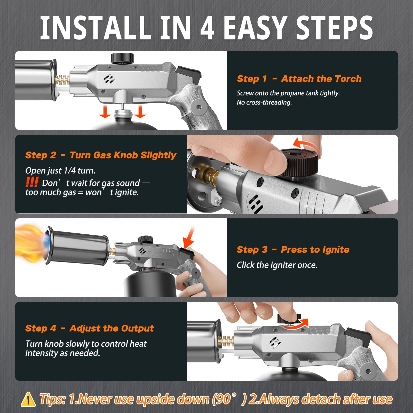 Propane Torch Head for Cooking & BBQ – Adjustable High Heat Culinary Blow Torch, One‑Touch Ignition, Camouflage Design, Fits Standard 14oz Tank – Kitchen & Grill Use
