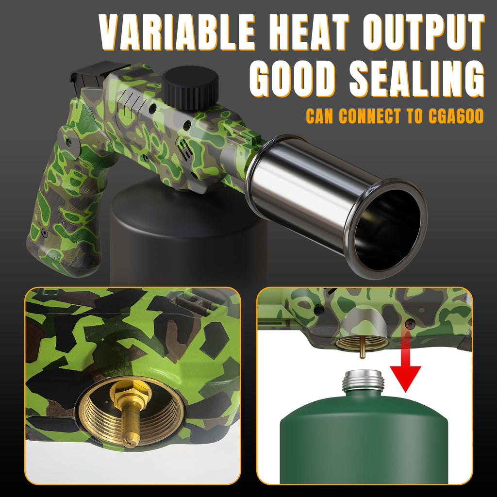 Powerful Propane Cooking Torch Head with Adjustable High-Heat Output, Blow Torch for Cooking, BBQ, Campfire & Kitchen Food Finishing (Gas Tank Not Included)