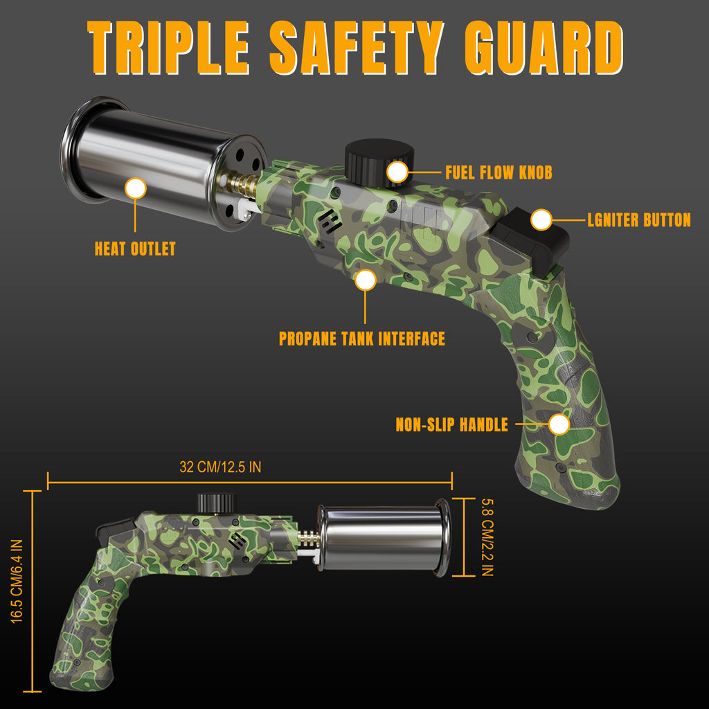 Powerful Propane Cooking Torch Head with Adjustable High-Heat Output, Blow Torch for Cooking, BBQ, Campfire & Kitchen Food Finishing (Gas Tank Not Included)