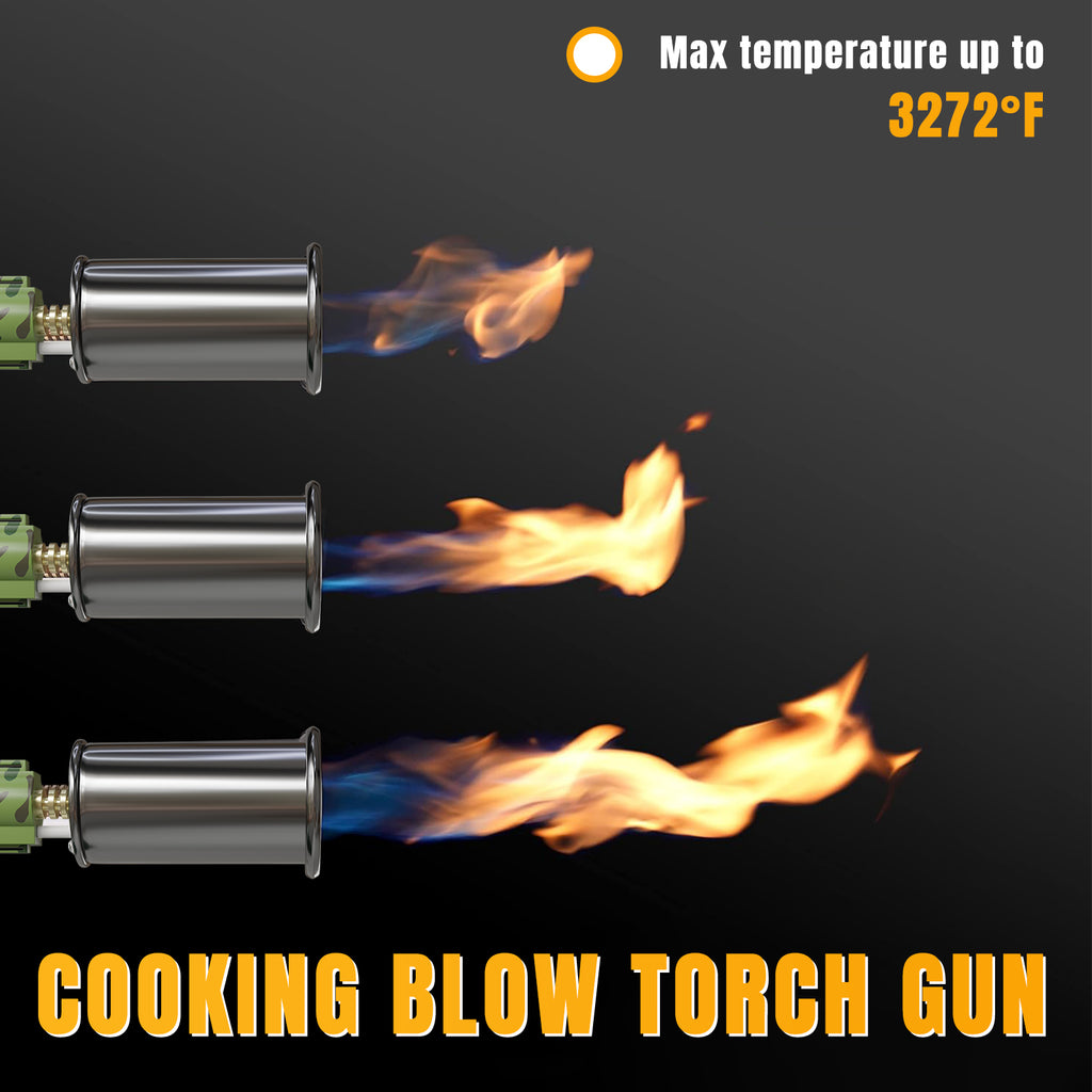 Powerful Propane Cooking Torch Head with Adjustable High-Heat Output, Blow Torch for Cooking, BBQ, Campfire & Kitchen Food Finishing (Gas Tank Not Included)