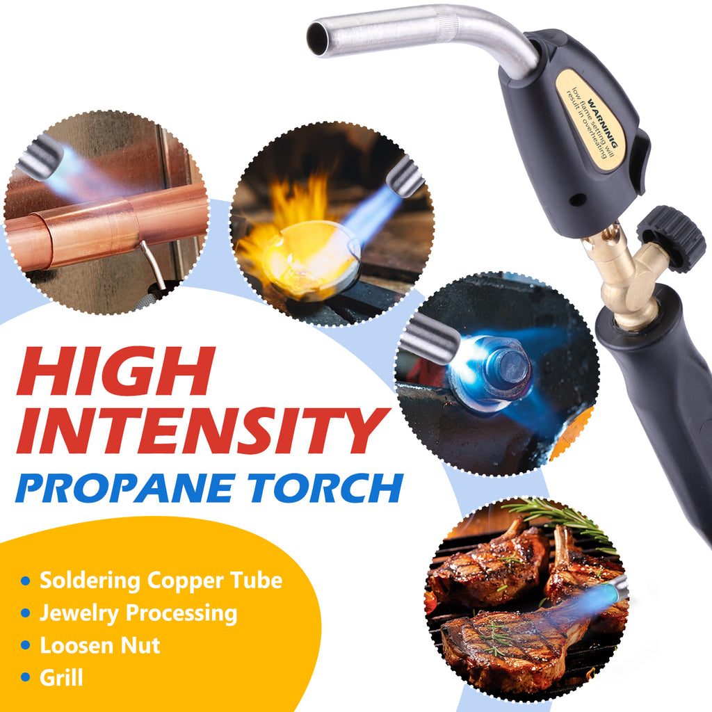 MAPP Gas Torch Kit with Igniter – High-Heat MAP Gas Torch for Soldering, Brazing, Welding – Compatible with Propane – Not Include Gas – Christmas Gift for DIYers, HVAC, Mechanics