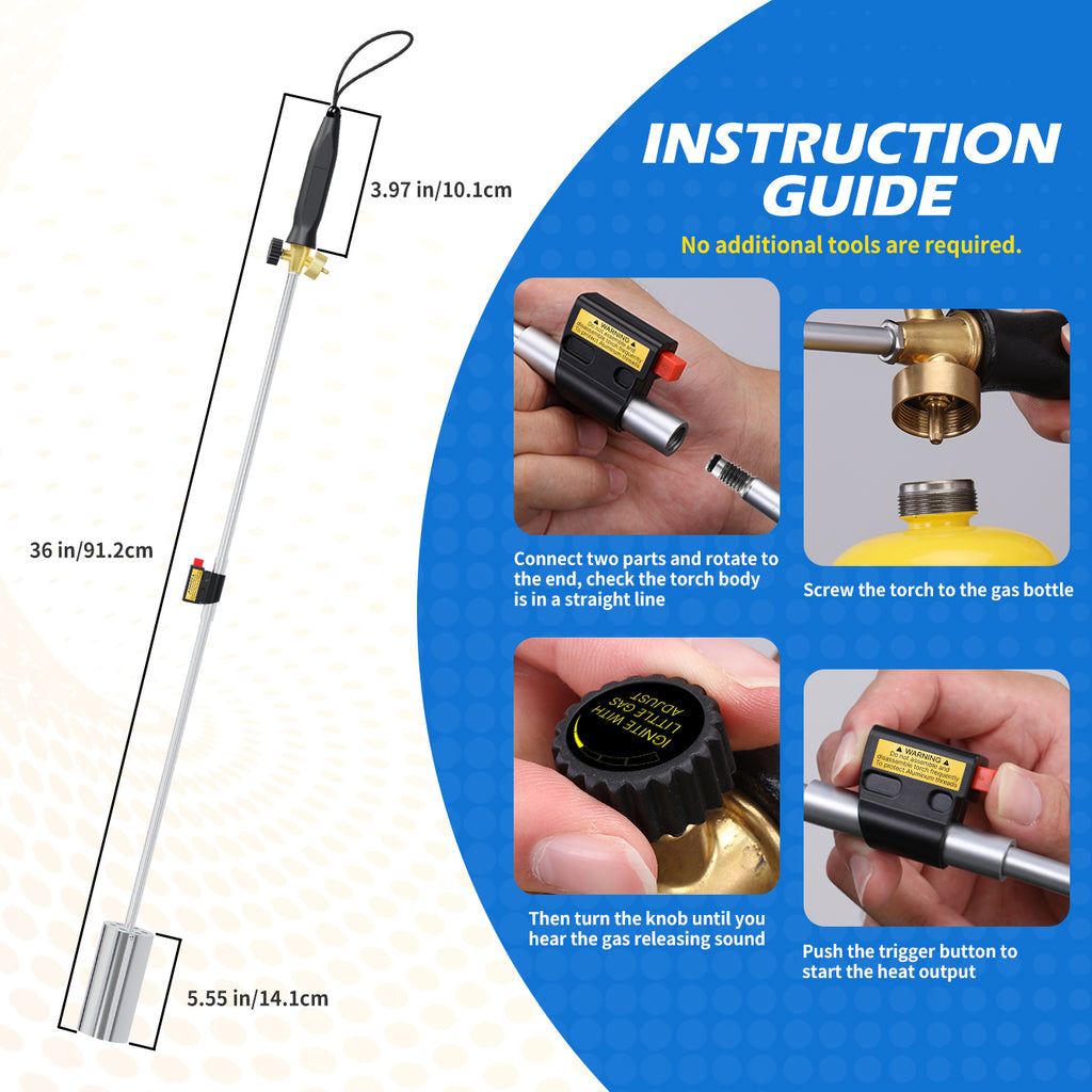 Heavy-Duty Propane Torch Weed Burner – High-Heat Outdoor Tool for Weeding, Ice Melting, Roofing – Great Christmas Gift for Dad & Gardeners