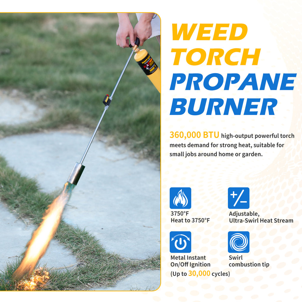 Heavy-Duty Propane Torch Weed Burner – High-Heat Outdoor Tool for Weeding, Ice Melting, Roofing – Great Christmas Gift for Dad & Gardeners